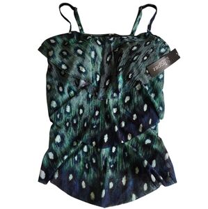 St. Tropez Size 10 Deep Sea Abstract Layered Tankini